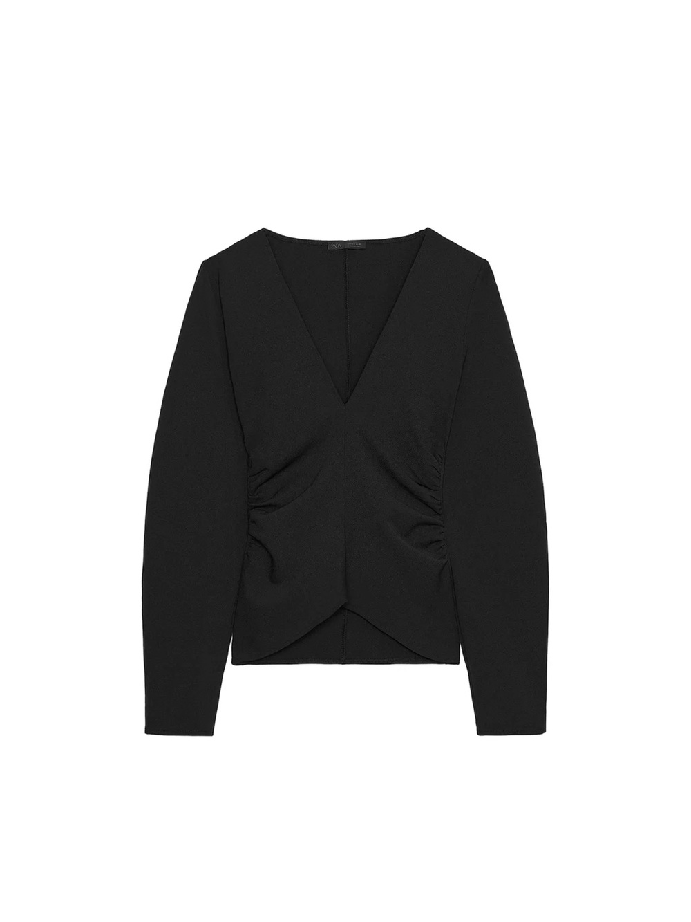 Zara ruched crepe top black